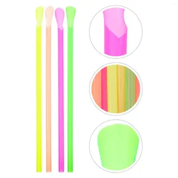 Disposable Cups Straws 150 Pcs Blush Plastic Straw Cocktail Drinking Spoon Pearl Milk Tea