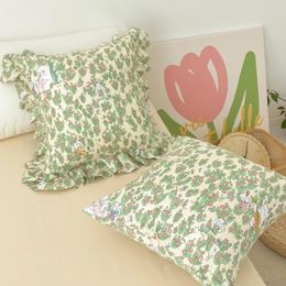 Pillow Case Floral Throw Korean Style Cotton Back Support Cushion Cover Pillowcase Decorative Home Office Decor 45x45cm