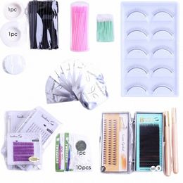 training Eyeles kit False Eyel Extensi Grafting Practise Curl Glue Tweezer Tools Set Bag For Eye L Graft H6RM#