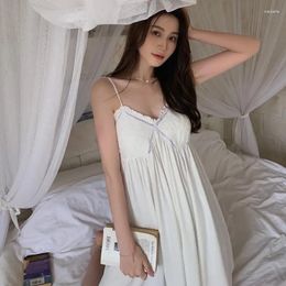 Women's Sleepwear Summer Sexy Women Sling Dress Elegant Cute Pure White Ladies Household V-Neck Girls Sleepdress