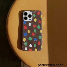 Designer Classical Flower Paint Colorful Dots Designer Phone Cases For IPhone 13promax 14pro 14 Promax 12 Pro 11 Luxury Leather Case Cover Top19IX