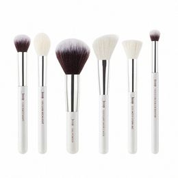 jup Makeup Brushes Sets 6pcs Makeup Brush Pearl White/Sier Beauty Tools Buffer Paint Cheek Highlight Powder c9b6#