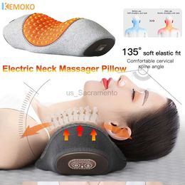 Massaging Neck Pillowws Electric Cervical Massager Heating Vibration Neck Massager Pillow Back Traction Relax Sleeping Memory Foam Pillow Spine Support 240323