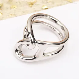 Cluster Rings Top Quality Solid 925 Sterling Silver White Letter Geometric Finger Ring Women Daily Activities Jewellery
