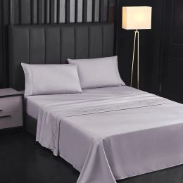 sets 3/4pcs Plain Bed Sheets Sets Fitted Bed Sheet and Pillowcases Cosy Mattress Cover Twin Queen King Size Sheet Sets