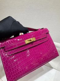디자이너 클러치 가방 22cm 브랜드 핸드백 실제 빛나기 악어 피부 완전 수제 품질 핑크 녹색 빨간색 빠른 배달 가격 가격