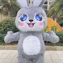 Mascot Costumes 2m/2.6m Lovely Furry Iatable Rabbit Mascot Costume Adult Full Blow Up Suit for Entertainment Carnival Fancy Dress Hare Outfit