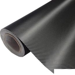 Other Interior Accessories 30Cmx127Cm 3D Carbon Fibre Vinyl Car Wrap Sheet Roll Film Stickers And Decals Motorcycle Styling Mobiles Dhkqs