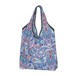 Storage Bags Recycling Bohemian Style Bandanna Paisley Pattern Shopping Bag Women Tote Portable Groceries Shopper