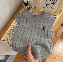 Thick Children Sweater Vest Needle Sleeveless Pullover V-Neck Knitting Tops Thread Trimming Boys 321