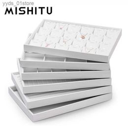Jewelry Boxes MISHITU Premium White Leather Stackable Jewelry Tray Jewelry Display Props Set Drer Organizer Trays Rings Earrings Storage Box L240323
