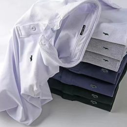 100%Cotton Mens Clothing Polo Shirt Spring Autumn Casual Lapel Long Sleeve T-shirt Tops High Quality S-4XL 240311