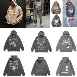 Mens hip hop rock hoodie designer hoodies for men streetwear luxury matching set women man outfit denim teers suit black dark grey cotton sweatshirt XXL tracksuit