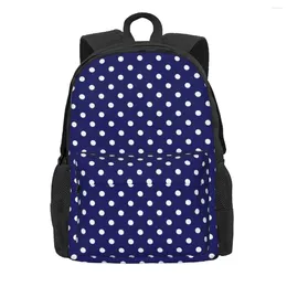 Backpack Blue Polka Dot Retro Print College Backpacks Women Colourful Lightweight School Bags Streetwear Rucksack