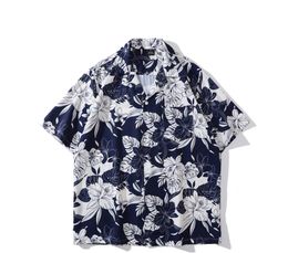 Retro floral shirt short sleeve Thai Hawaiian style design sense handsome loose shirt man