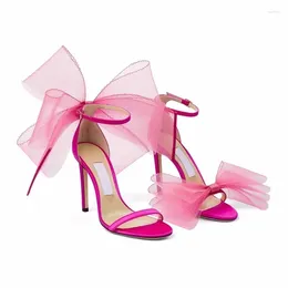 Dress Shoes Lace Asymmetrical Bow Sandals Women 2024 Sexy Line With Open Toe Banquet Catwalk Stiletto High Heels Wedding