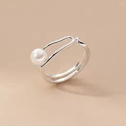 Cluster Rings TOYOOSKY S925 Sterling Silver Ins Style Pearl Line Open Ring Light Luxury High Grade Female Index Finger Gift