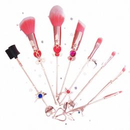 makeup brushes sailor mo Anime Cardcaptor Sakura Makeup Brushes Set Tools Kit Powder Loose Eye Shadow Blush Synthetic m4vW#