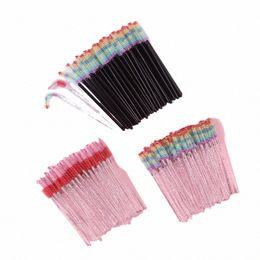 50pcs Disposable Eyel Brush Eyebrow Brushes Rainbow Mascara Wand Applicator L Extensi Cosmetic Makeup Tools M655#