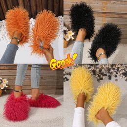 Resistant Imitation beach sheep hair slippers warm women home daily casual cotton slippers light GAI