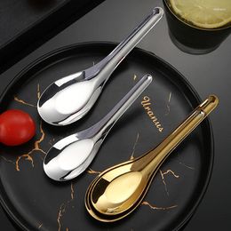 Baking Tools Household Stainless Steel Flat Rice Soup Spoon Dessert Silver Gold Mirror Polished Cutlery Kitchen Utensils