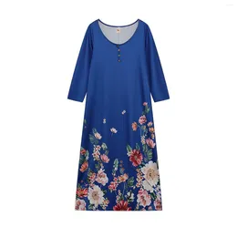 Casual Dresses Woman Summer Boho Floral Printed Beach Long Maxi Dress With Pockets Vestido Elegante Mujer Sukienki Damskie