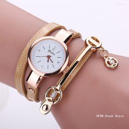Relógios de pulso vendendo moda mulheres pulseira relógio ouro quartzo presente relógio de pulso couro relógios casuais reloj