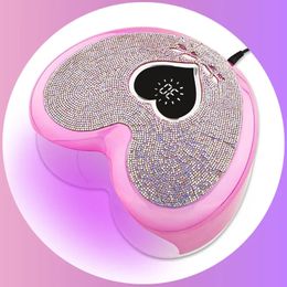 Professional Nail Lamp with Rhinestone Nail Gel Dryer Pedicure Machine LED light for Nails Heart Shape Nail UV LED Lamp 240318