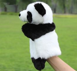 2015 Cute Animal Panda Child Glove Hand Puppet Dolls Plush Toy Baby Zoo Animal Hand Puppet Sack Plush Toy 10pcslot ship4458921