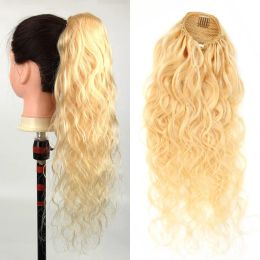 Wigs Blonde 613 Colour Ponytail Human Hair Extensions Wrap Around Ponytail Drawstring Ponytail Brazilian 9A Body Wave Hair