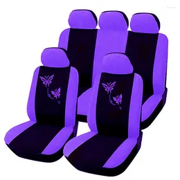 Car Seat Covers 9Pcs Butterfly Embroidery Car-Styling Woman Automobiles Interior Accessories