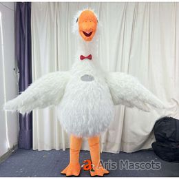Mascot Costumes 2.3m Iatable White Swan Mascot Costume Adult Furry Goose Suit for Entertainment Stage Wear Full Body Animal Dress