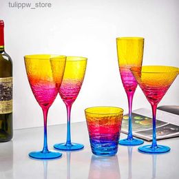 Wine Glasses Nordic Gradient Goblet Red Wine Cup Leadless Glass Champagne Cup Creative Hammer Pattern Household Water Cup L240323