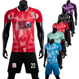 2223 Kids Men Football Jersey Set 2 Piece Quick Dry Children Male Plus Size Sports Clothing Custom Training Soccer Uniform Suit 240318