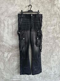 Men's Jeans Men Vintage Stretchy Black Pockets Cargo