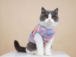 Одежда для кошек, летняя одежда, противолиняющий дышащий полосатый жилет для собак, жилет без рукавов для домашних животных, футболка для собак, толстовки для кошек 240309