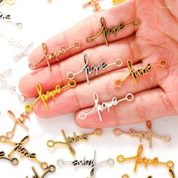 Charms 15pcs 6 Colours Alloy Hope Linker Charm For Necklace Bracelet Pendant DIY Jewellery Crafts Making Accessories S122