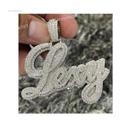 Handmade Custom Hip Hop Iced Out Real VVS Moissanite Round Cut Diamond Pendants Letter Pendant Manufacturer Fine Jewelry For Men