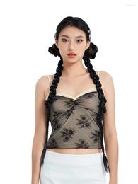 Women's Tanks Women Vest Tops Sleeveless Off Shoulder Flower Lace Casual Party Street Summer Short Shirt
