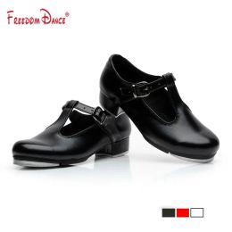 Boots 2023 Classic Tap Dance Shoes for Girls Women Steppers T Shaped Patent Leather Jazz Step Dance Shoes Clogging Shoes Size 2642