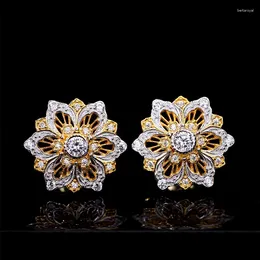 Dangle Earrings Sollievo Series Flower-shaped Retro Sparkle Woven Carved Gold Italian Style S925 Silver-plated Female