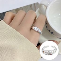 Cluster Rings 925 Sterling Silver Zircon Geometric Open Ring For Woman Girl Smooth Simple Star Design Jewelry Party Gift Drop
