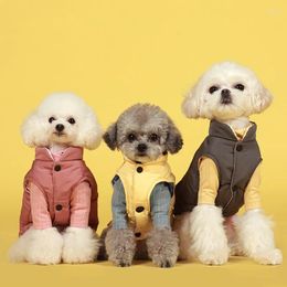 Dog Apparel Contrasting Colour Pet Cat Vest Puppy Warm Thickened Clothes Chihuahua Coat Jacket Padded Small Dogs Clothing