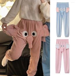 Women's Pants Funny Women Autumn And Winter Cute Ringing A With Trunk Elephant Couple Pajama N5c4