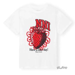 High Version Women's T Shirts Designer Shirt Strawberry Print Casual Round Neck Loose Cotton Short Sleeved Top T-Shirt For Women 9362