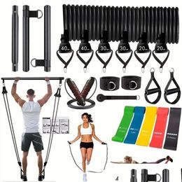 Bungee Pilates Bar Kit With Resistance Bands 3Section Stackable Workout Equipment For Legs Hip Waist And Arm Y240104 Drop Delivery S Dhouw