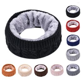 Scarves Unisex Knitted Warm Scarf Winter Autumn Ring Women Soft Bandana Solid Fleece Men Headband Neck Warmer