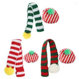 Dog Apparel Hat And Scarf Set Warm Easy To Wear Adorable Christmas Costumes Kit With Plush Ball For Cat Small Medium Large Dogs