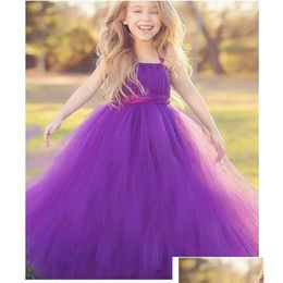 Girls Dresses Girl Maxi Dress Bow Voile Princess Party Clothes Baby Birthday Elegant Long 2 6 8 10 11 12 13 14 Years Old Drop Delivery Oteid
