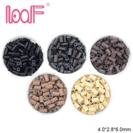Tubes LOOF 1000pcs 4.0*2.8*6.0mm Silicone Copper Micro Rings/Tubes/Beads For UTip/ITip Human Hair Extension Tools 5 colors